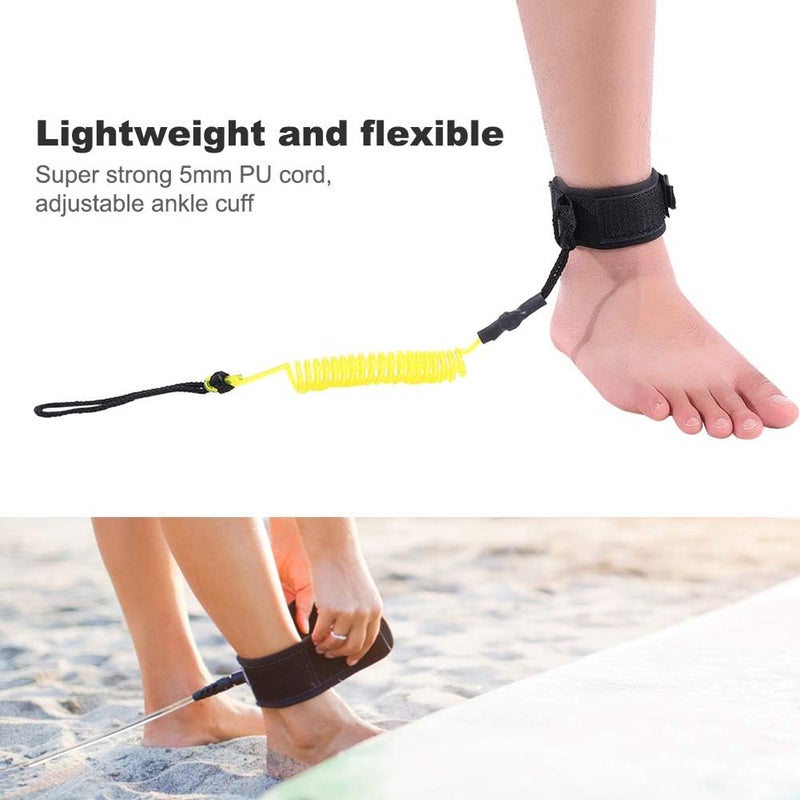 woobles Surfboard Leg Leash,Coiled Surfboard Leash Ankle Cuff Safety SUP Leash for Inflatable Paddle Board Snowboard Black - Image 3